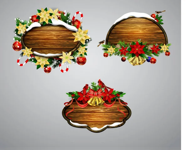 Vector tablero de Navidad de madera — Vector de stock