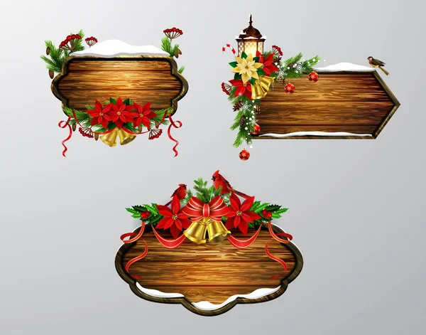 Vector tablero de Navidad de madera — Vector de stock