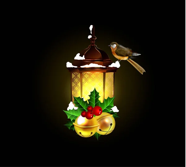 Décoration de Noël avec réverbère — Image vectorielle