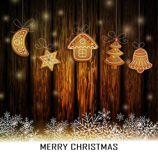 Vintage Christmas wood background — Stock Vector