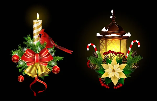 Decoración de Navidad con luz de calle — Vector de stock