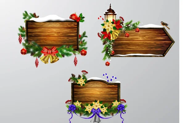 Vector wooden christmas board — Stock Vector