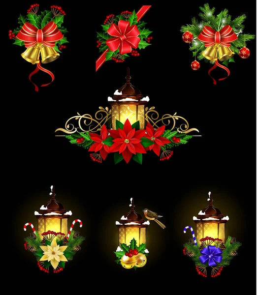 Vánoční dekorace s pouliční lampy — Stockový vektor