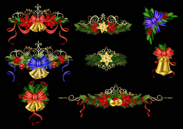 Большое рождественское украшение с уличным освещением — стоковый вектор