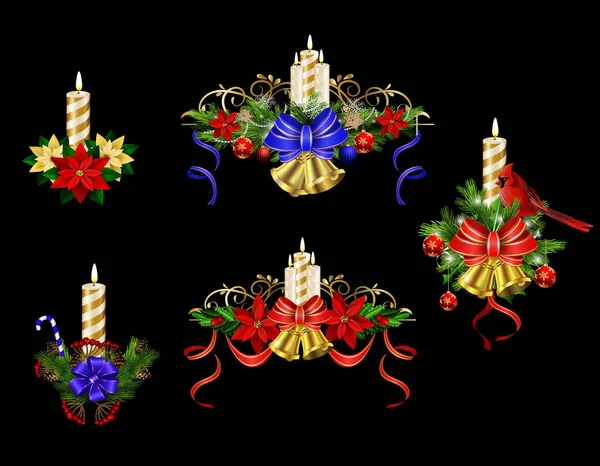 Рождественские украшения с уличным освещением — стоковый вектор