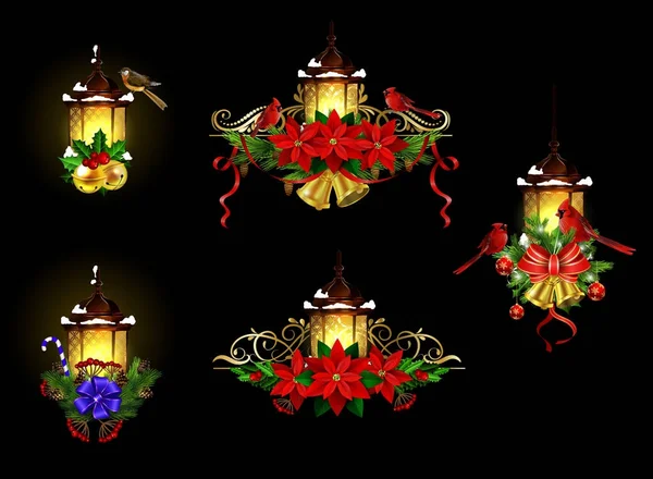 Decoración de Navidad con luz de calle — Vector de stock