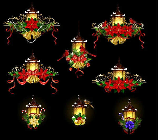 Decoración de Navidad con luz de calle — Vector de stock