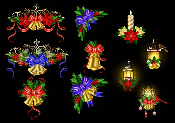 Gran decoración de Navidad con luz de calle — Vector de stock