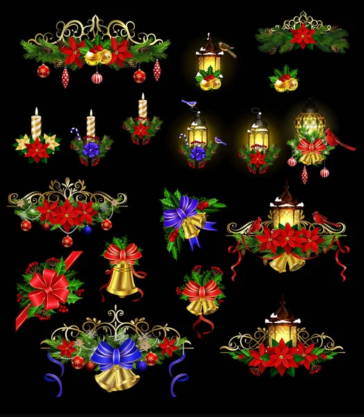 Grande décoration de Noël avec réverbère — Image vectorielle
