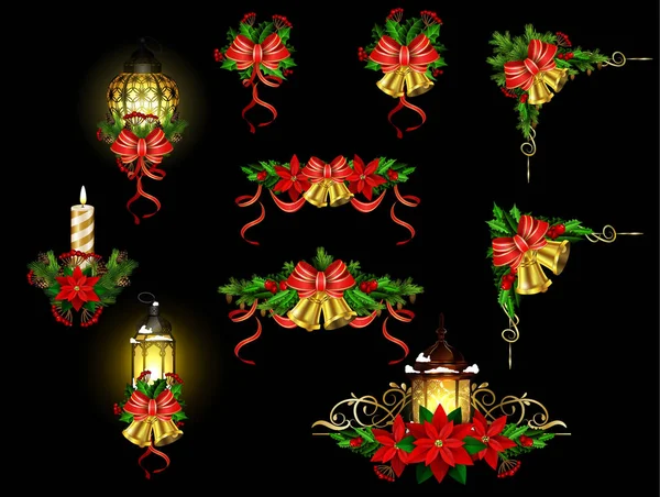 Décoration de Noël avec réverbère — Image vectorielle