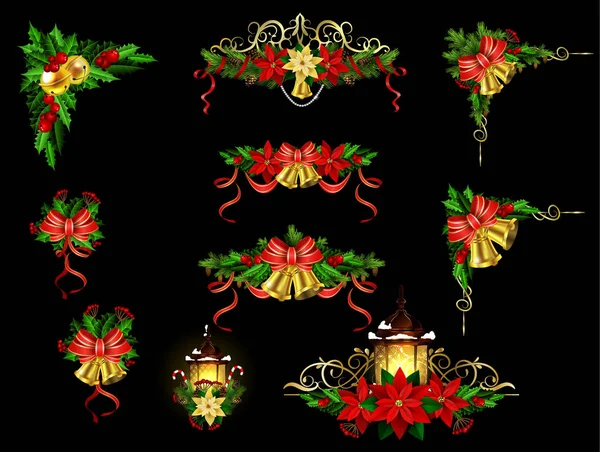 Vánoční dekorace s pouliční lampy — Stockový vektor
