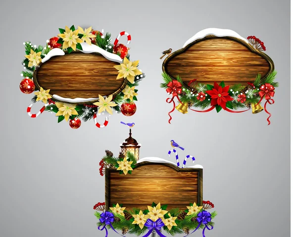 Vector tablero de Navidad de madera — Vector de stock