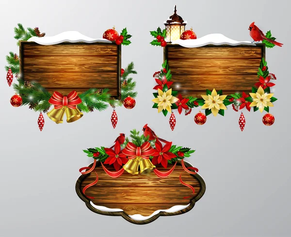 Vector tablero de Navidad de madera — Vector de stock