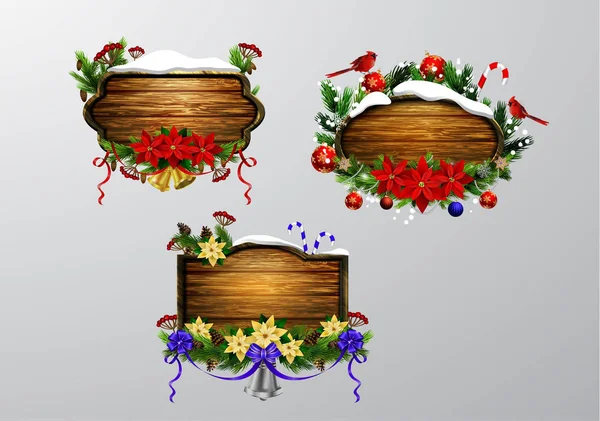 Vector tablero de Navidad de madera — Vector de stock