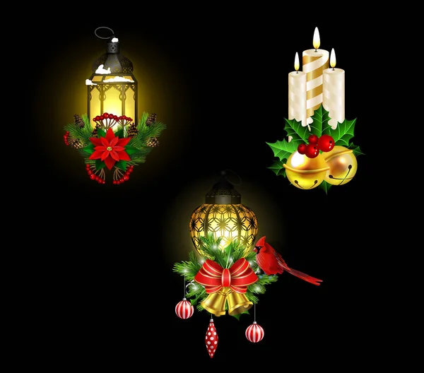 Decoração de Natal com luz de rua —  Vetores de Stock