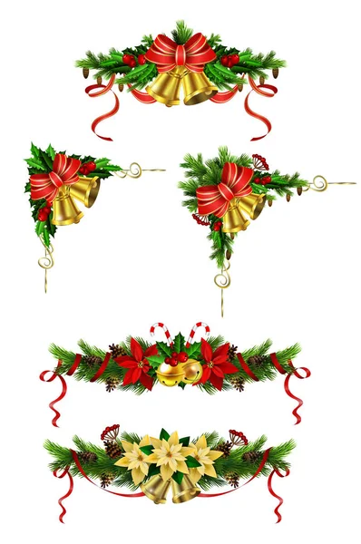 圣诞节装饰用的弓 — 图库矢量图片