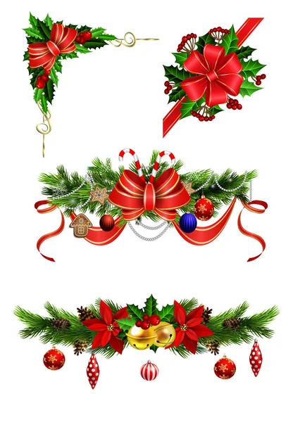 Karácsonyi dekoráció-Bow — Stock Vector
