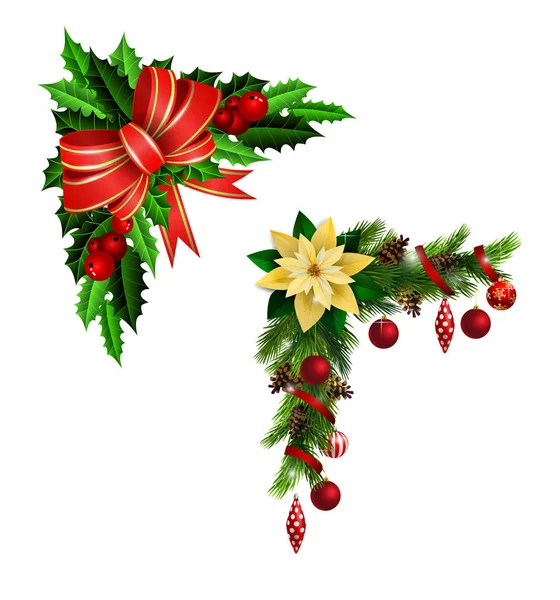 Kerstdecoratie met strik — Stockvector