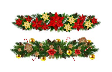 Vektör Noel köknar dekorasyon izole