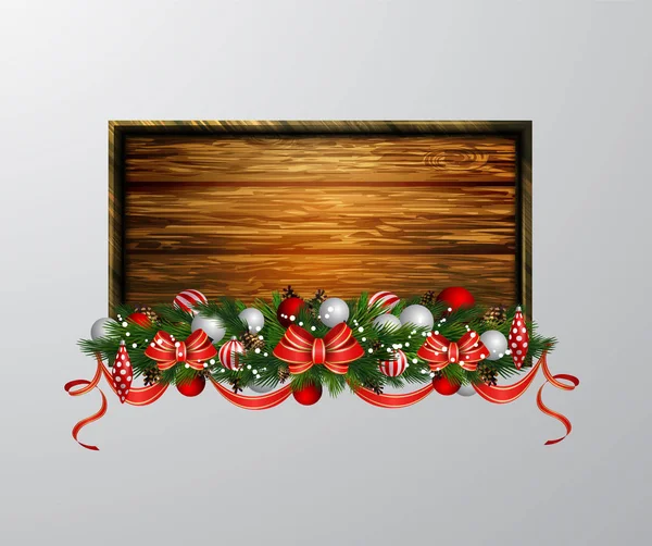 Vector wooden christmas board — Stock Vector