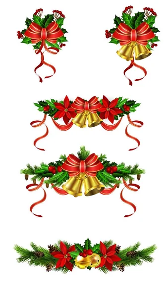 Χριστουγεννιάτικη διακόσμηση με φιόγκο — Διανυσματικό Αρχείο