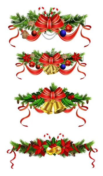 弓でクリスマスの装飾 — ストックベクタ
