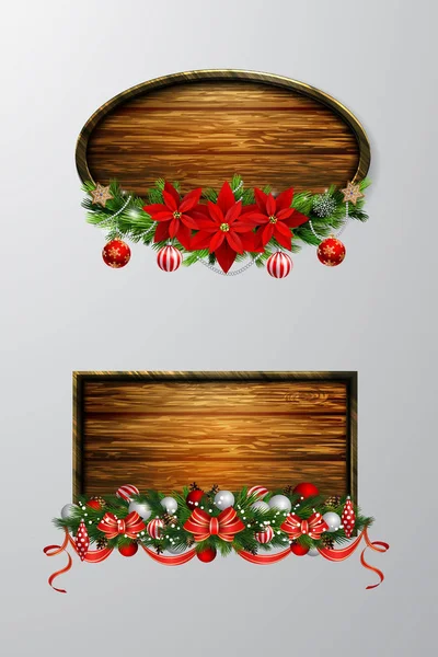 Vektor Holz Weihnachtsplatte — Stockvektor