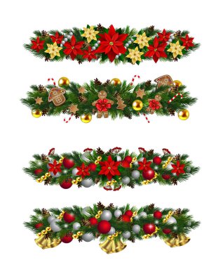 Vektör Noel köknar dekorasyon izole