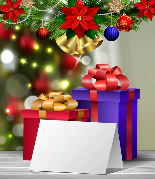 ख्रिसमस ग्रीटिंग कार्ड मोक अप — स्टॉक व्हेक्टर