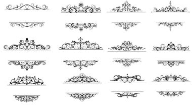 Vintage vektör girdap çerçeve kümesi