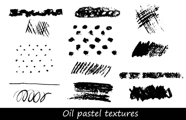 Set de pinceladas al óleo pastel y elementos de diseño — Archivo Imágenes Vectoriales