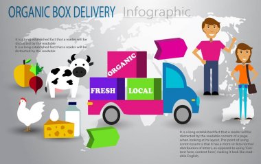 Organik gıda teslim Infographic kavramı kutu