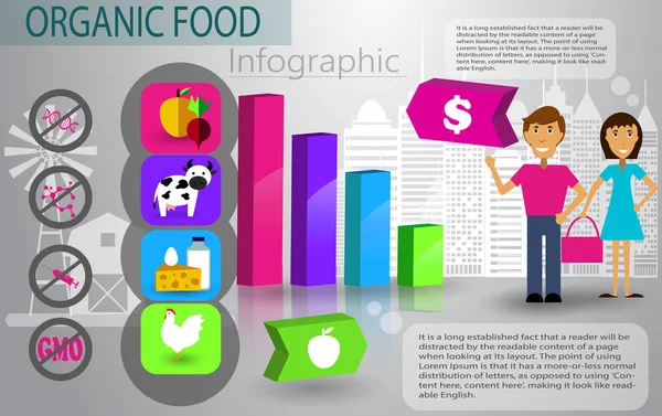 Не хімічний ГМО гормон харчова інфографічна концепція — стоковий вектор