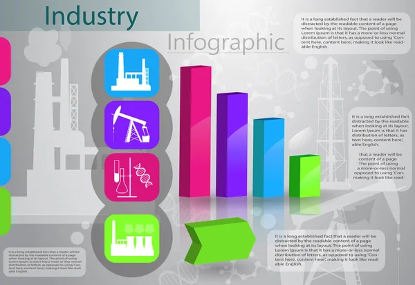 Processus de production infographique de l'industrie — Image vectorielle