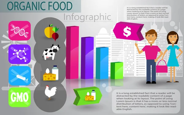 Organic food box delivery infographic concept — Stock Vector