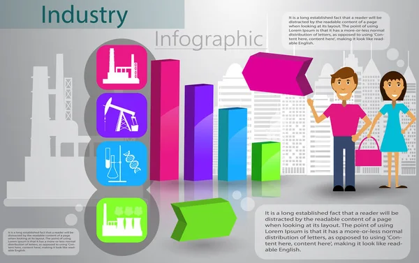 Processus de production infographique de l'industrie — Image vectorielle