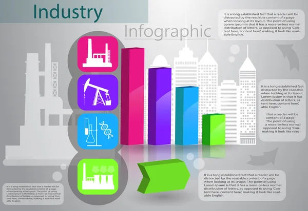 Processus de production infographique de l'industrie — Image vectorielle