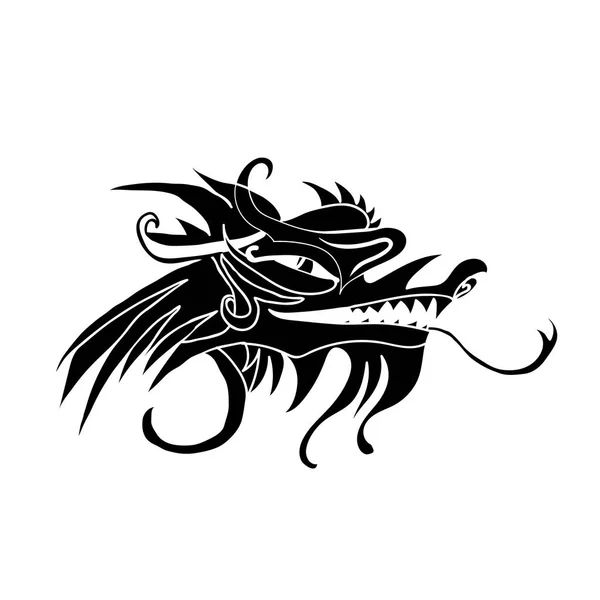 邪悪なドラゴンの頭。伝統的な中国語と日本語のドラゴン アートにインスパイアされた作品. — ストックベクタ