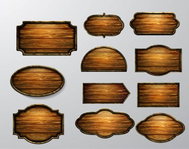 Ahşap işaretler, vektör Icon set