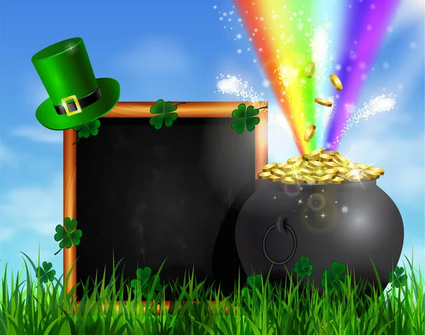St. Patrick s Day symbol green pot — Stock Vector