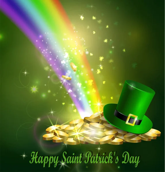 St. Patrick s Day symbol green hat and gold — Stock Vector