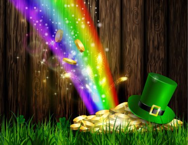 St. Patrick s gün sembol yeşil şapka ve altın