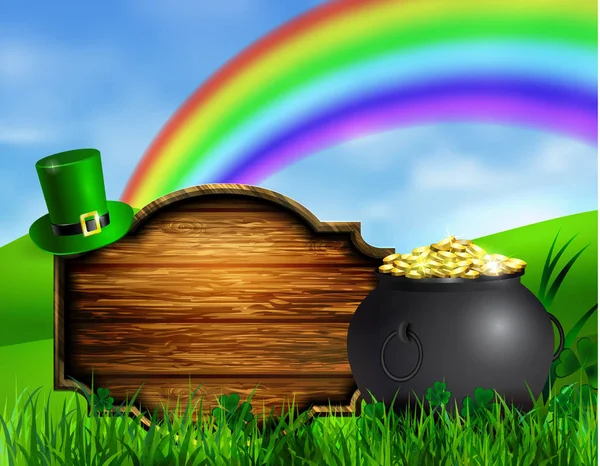 St. Patrick s Day symbol green pot — Stock Vector