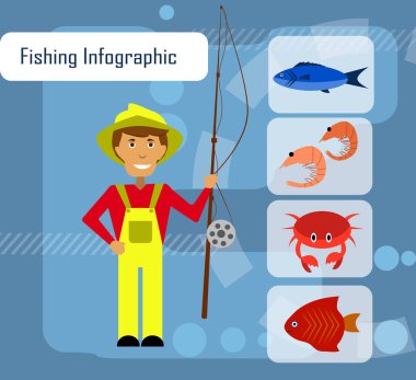 Mürettebat ile serin vektör düz tasarım balıkçı teknesi
