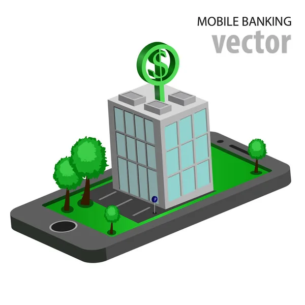 Banca móvil isométrica plana — Vector de stock