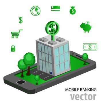 düz izometrik mobil bankacılık