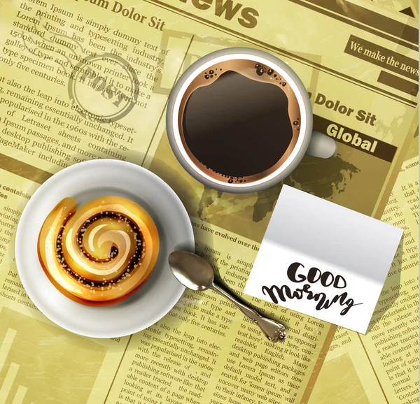 Kaffekopp på en tidning — Stock vektor