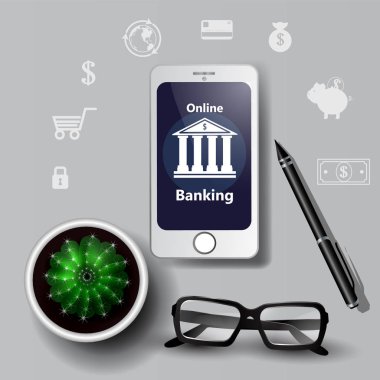 Mobil bankacılık ve online ödeme için kavram