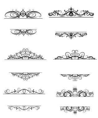 Vintage vektör girdap çerçeve kümesi