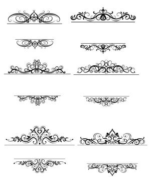 Vintage vektör girdap çerçeve kümesi